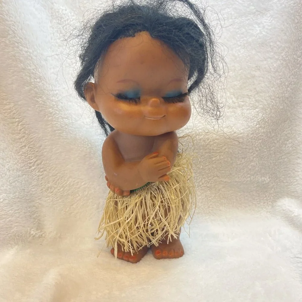 Hawaiian Hula Doll Vintage Sun Bunny Grass Skirt Hong Kong Tiki‎ Bar Luau Decor