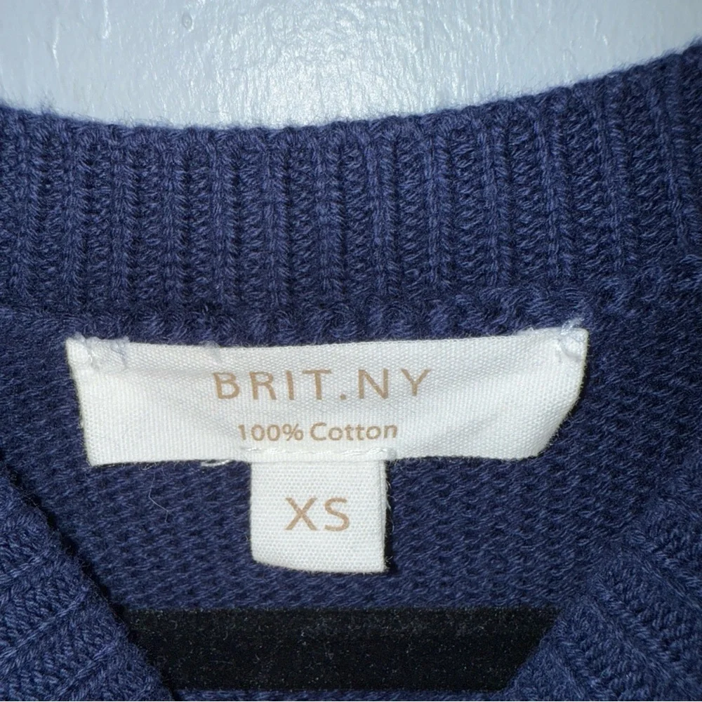 Brit.NY Sweater Womens XS Navy‎ Crew Neck Knitted Pullover Preppy