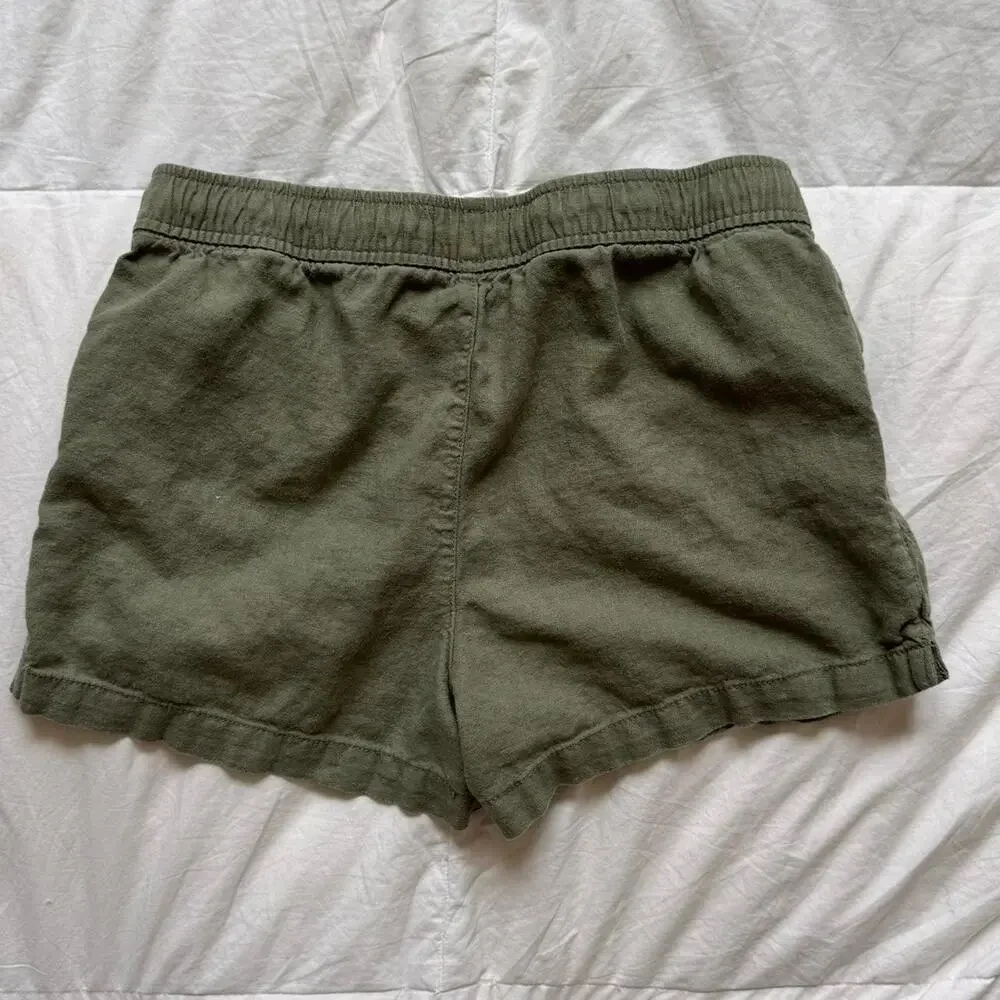 old navy Olive green linen shorts youth sz‎ XL 14 16 pockets lightweight elastic