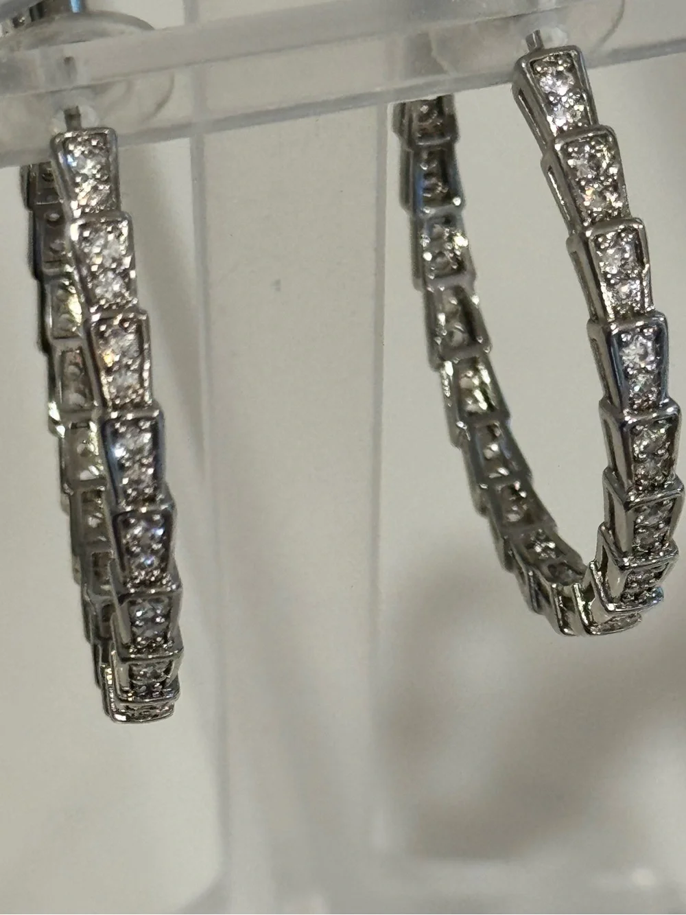 NIB Serpent Hoop Earrings – Silver Over Stainless Steel CZ
