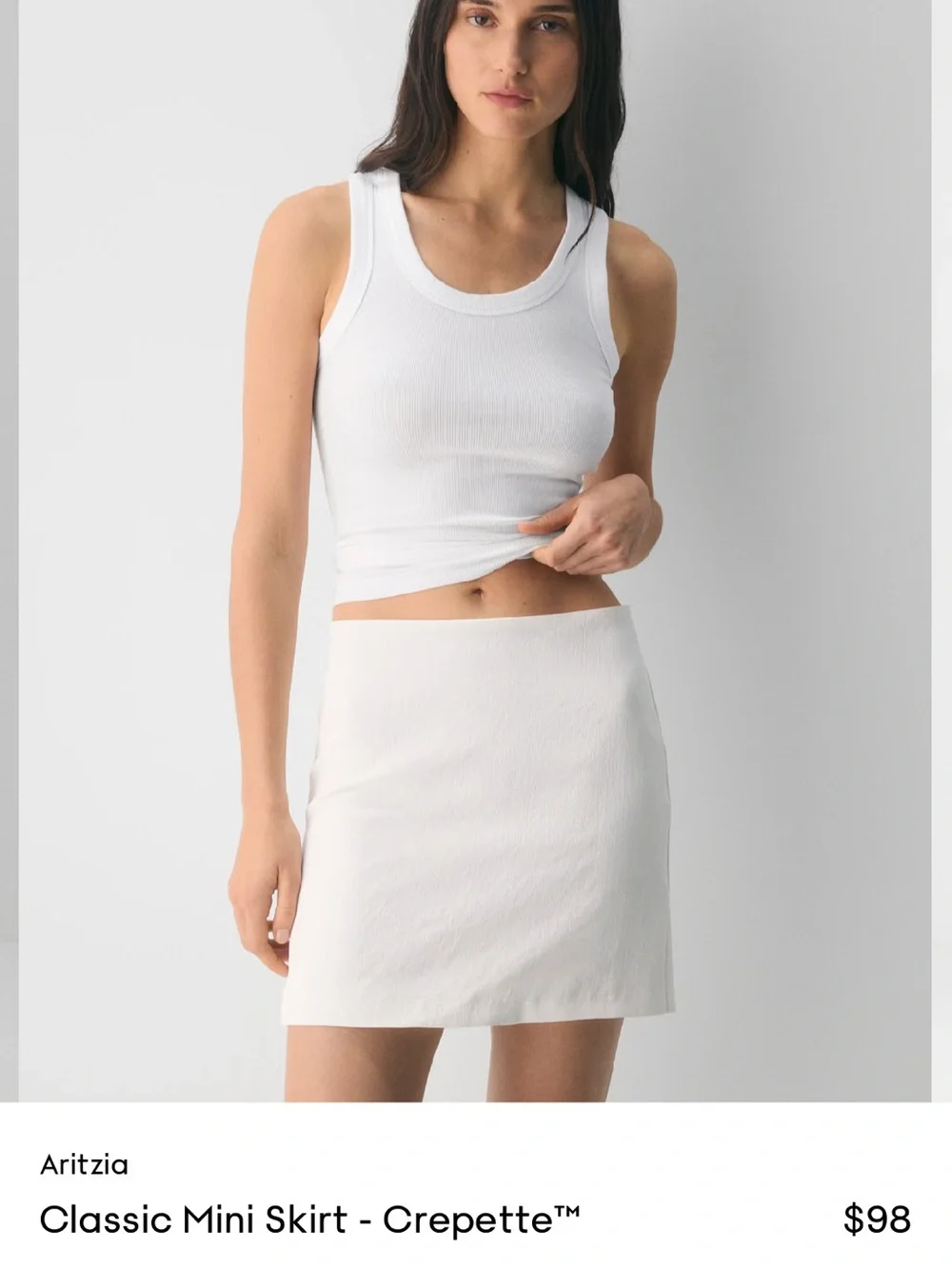 Aritzia White Crepette Mini Skirt