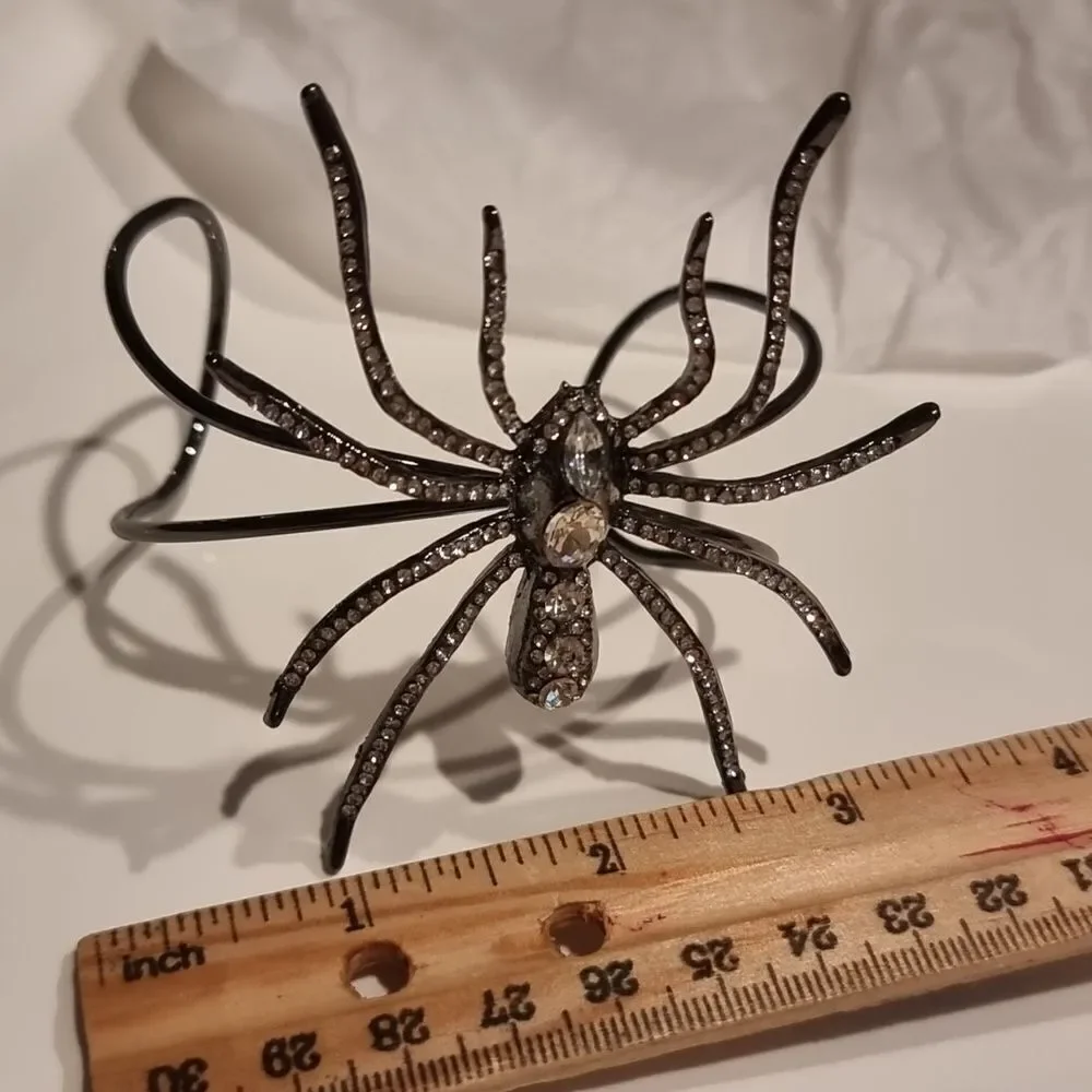 ZARA Anthracite Spider Cuff Bracelet Rhinestone | NWOT