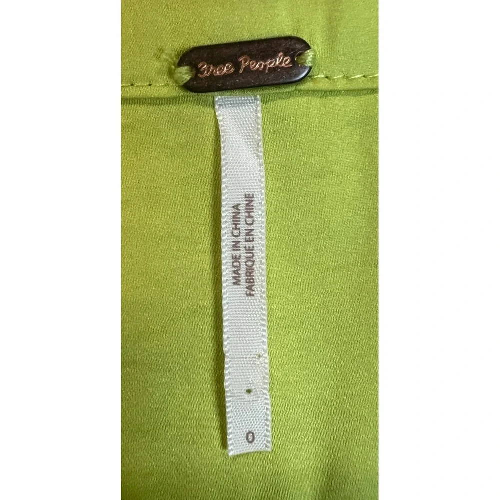 Free People Norman Bias Midi Skirt‎ Lime Green Silky Polyester Side Zip SZ 0