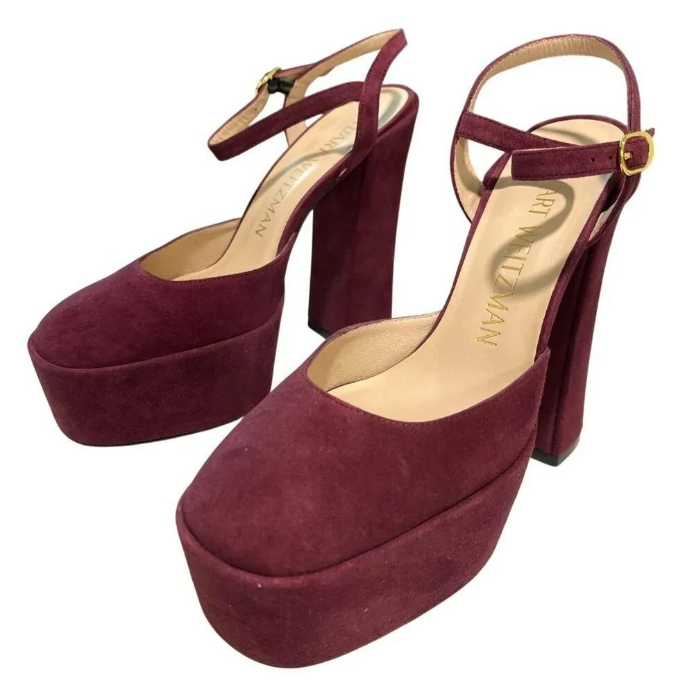 Stuart Weitzman Sky High 145 Platform Burgundy Heel Shoes