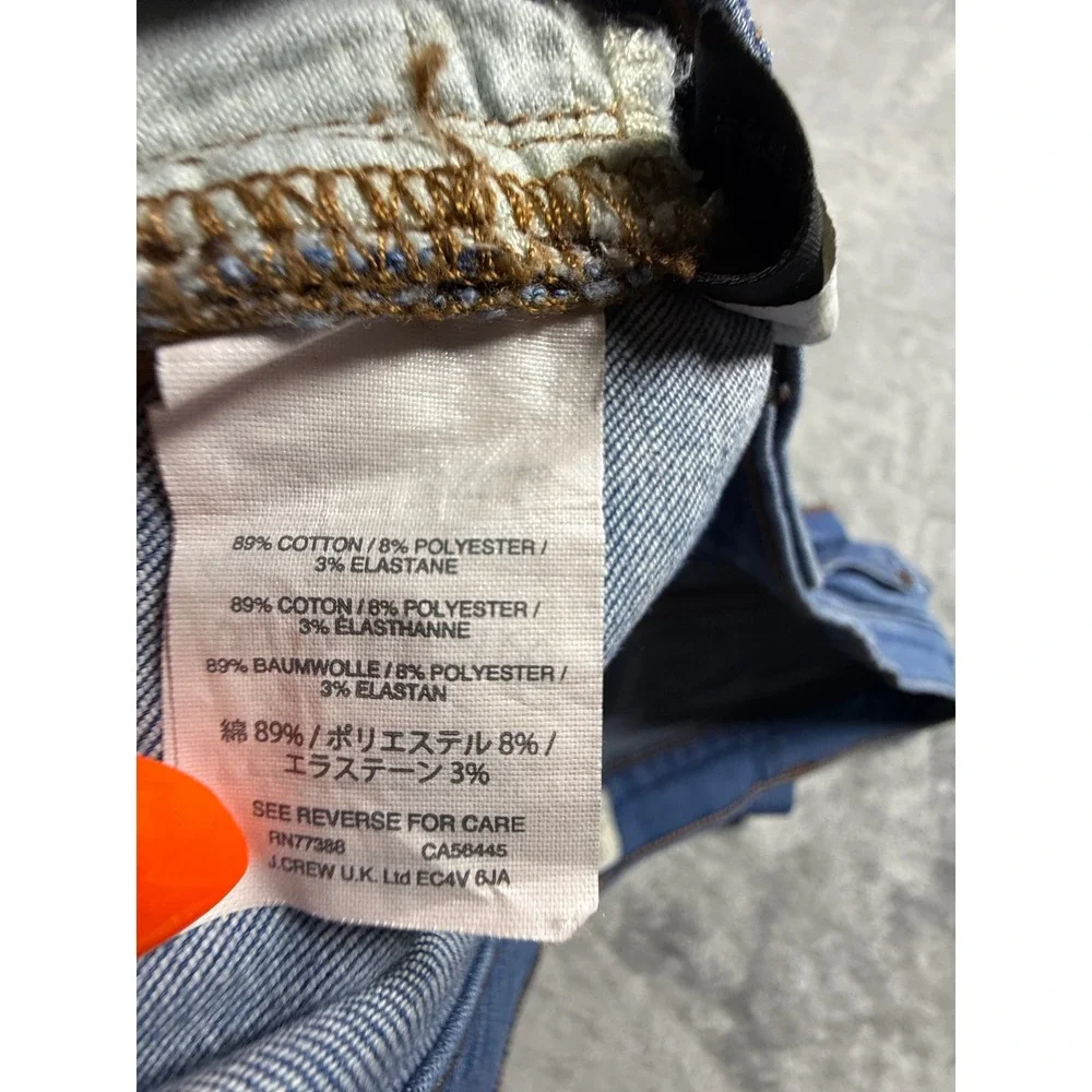 J.Crew Toothpick Jeans Womens Size 32 Distressed‎ Raw Hem Ripped Knee Blue