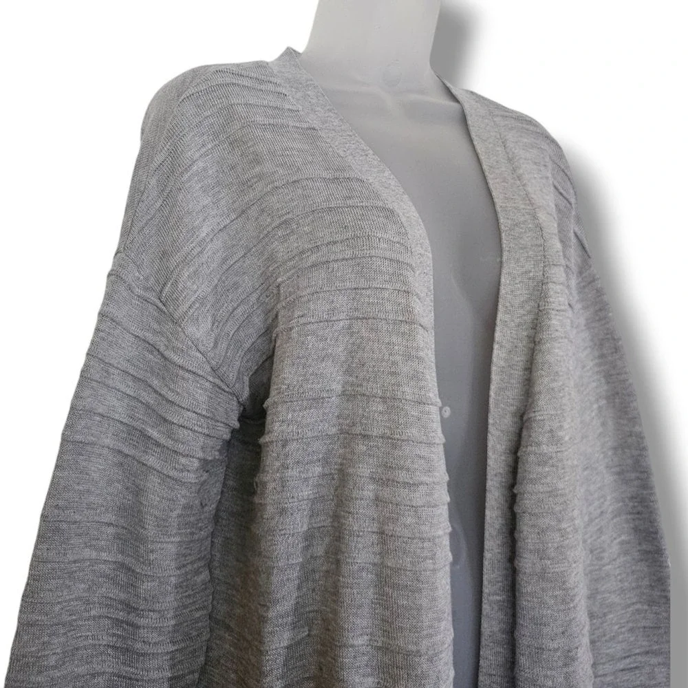 Cotton Emporium‎ Cardigan Sweater Womens Size 1X Gray Long Line Duster Pockets
