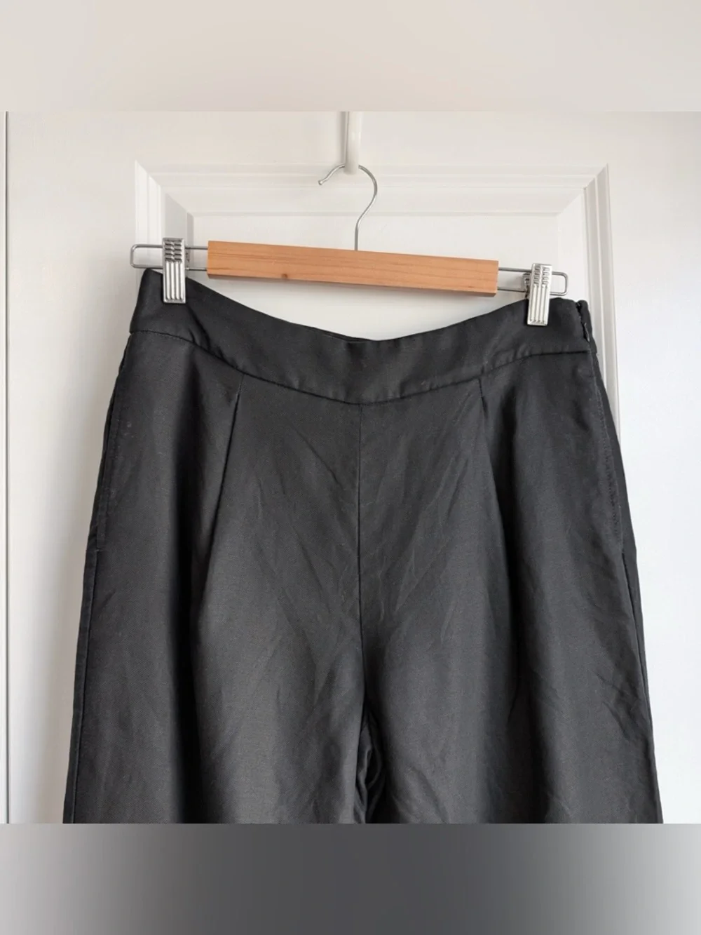 J.Crew High-rise Wide Leg Pleated Linen Side Zip Blend Pant Black Size 4