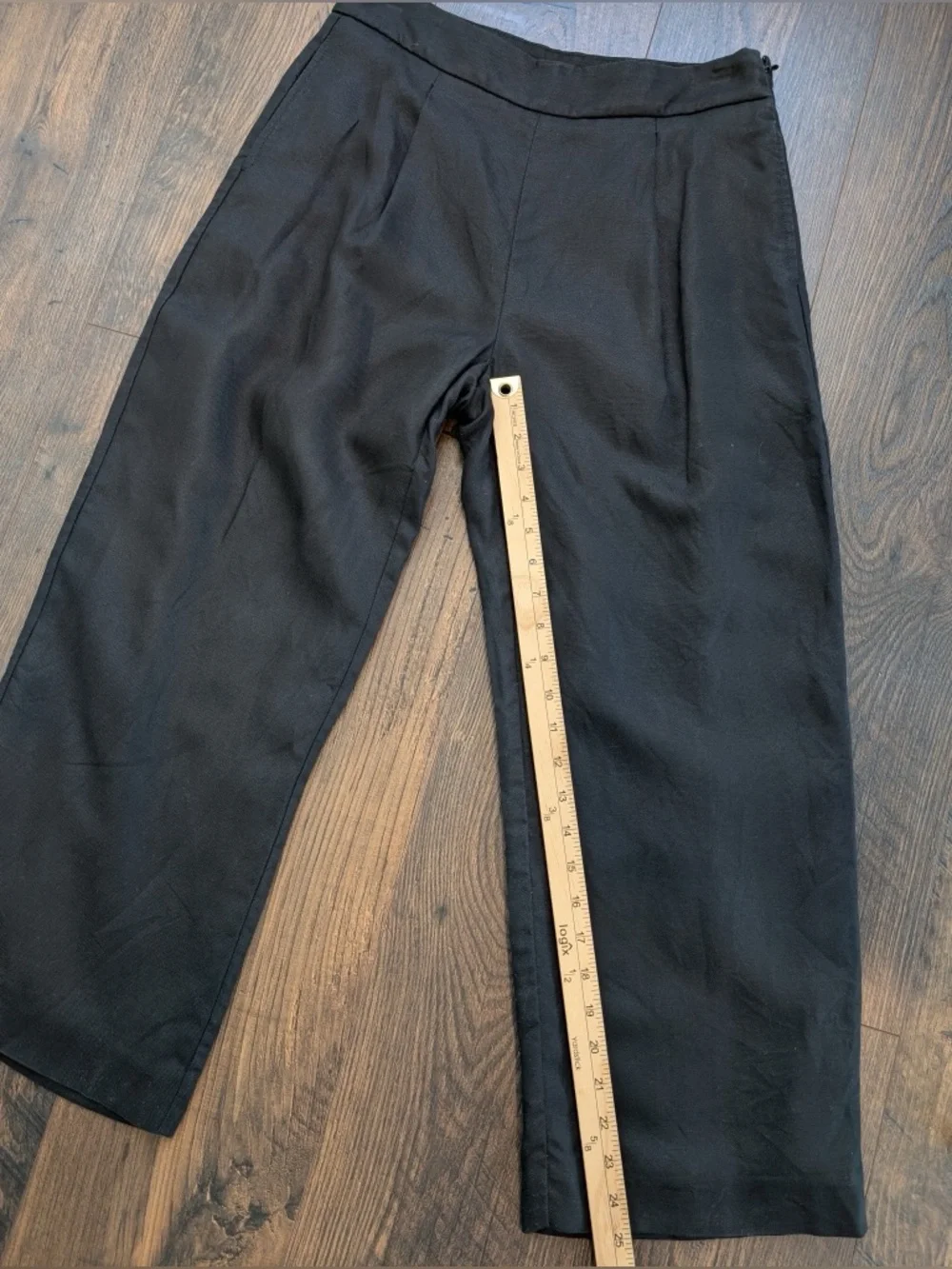 J.Crew High-rise Wide Leg Pleated Linen Side Zip Blend Pant Black Size 4