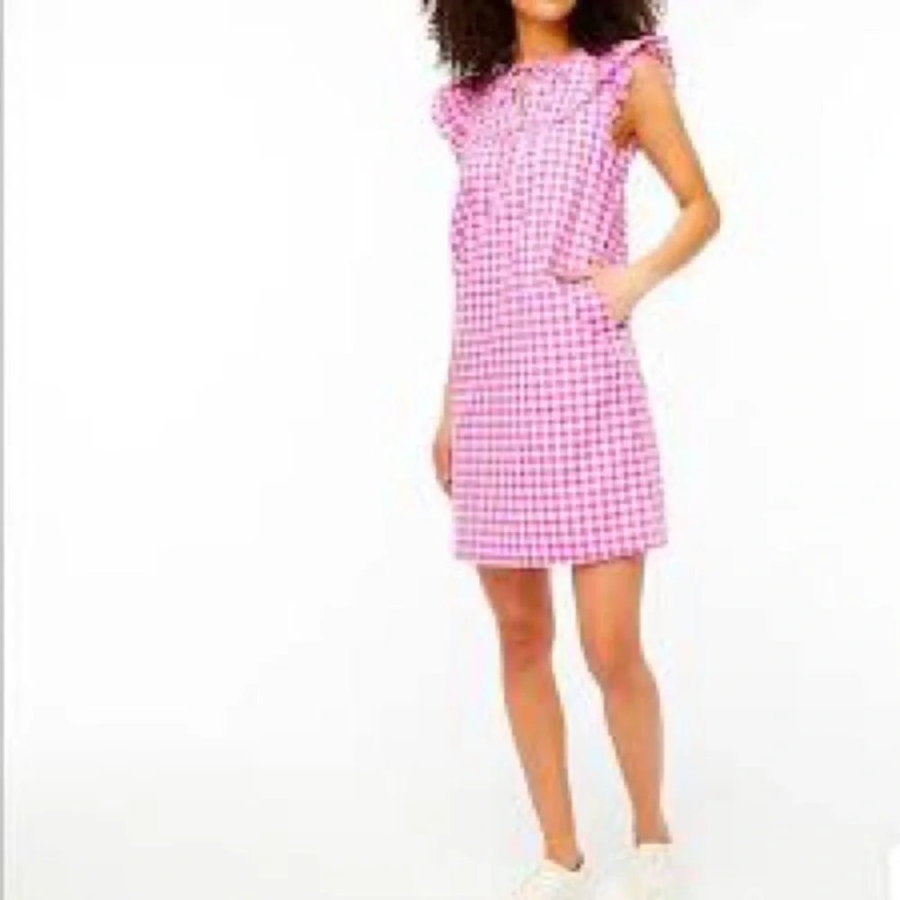 J.Crew Pink Gingham Flutter Sleeve Mini Dress • Lined Cotton • Size 4