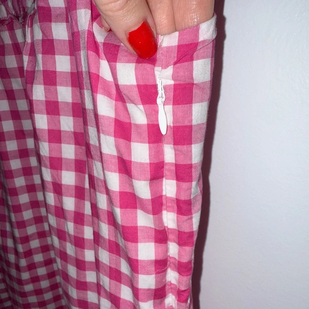 J.Crew Pink Gingham Flutter Sleeve Mini Dress • Lined Cotton • Size 4