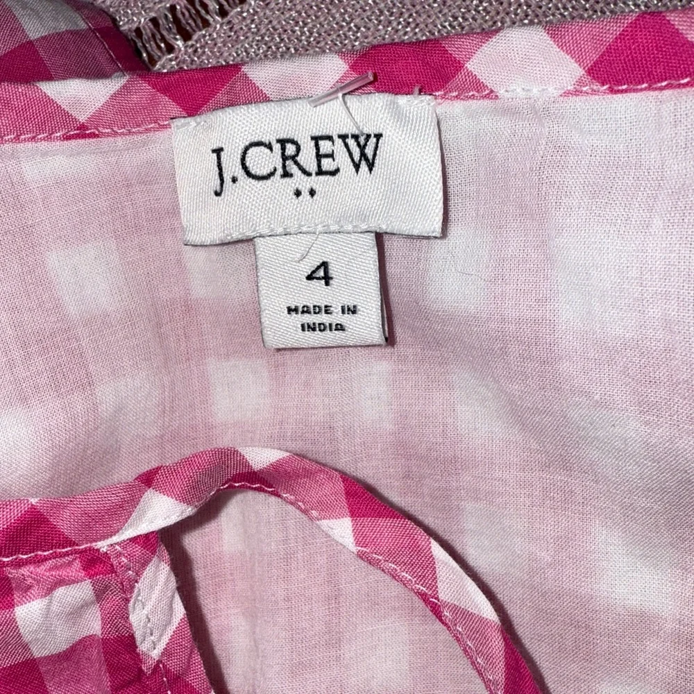 J.Crew Pink Gingham Flutter Sleeve Mini Dress • Lined Cotton • Size 4