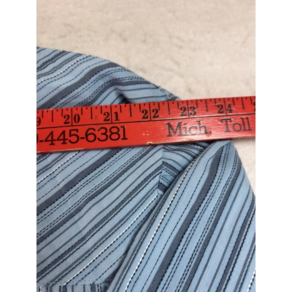 Liz & Me Striped Button Up Shirt Womens Plus Size 5X White & Blue Casual