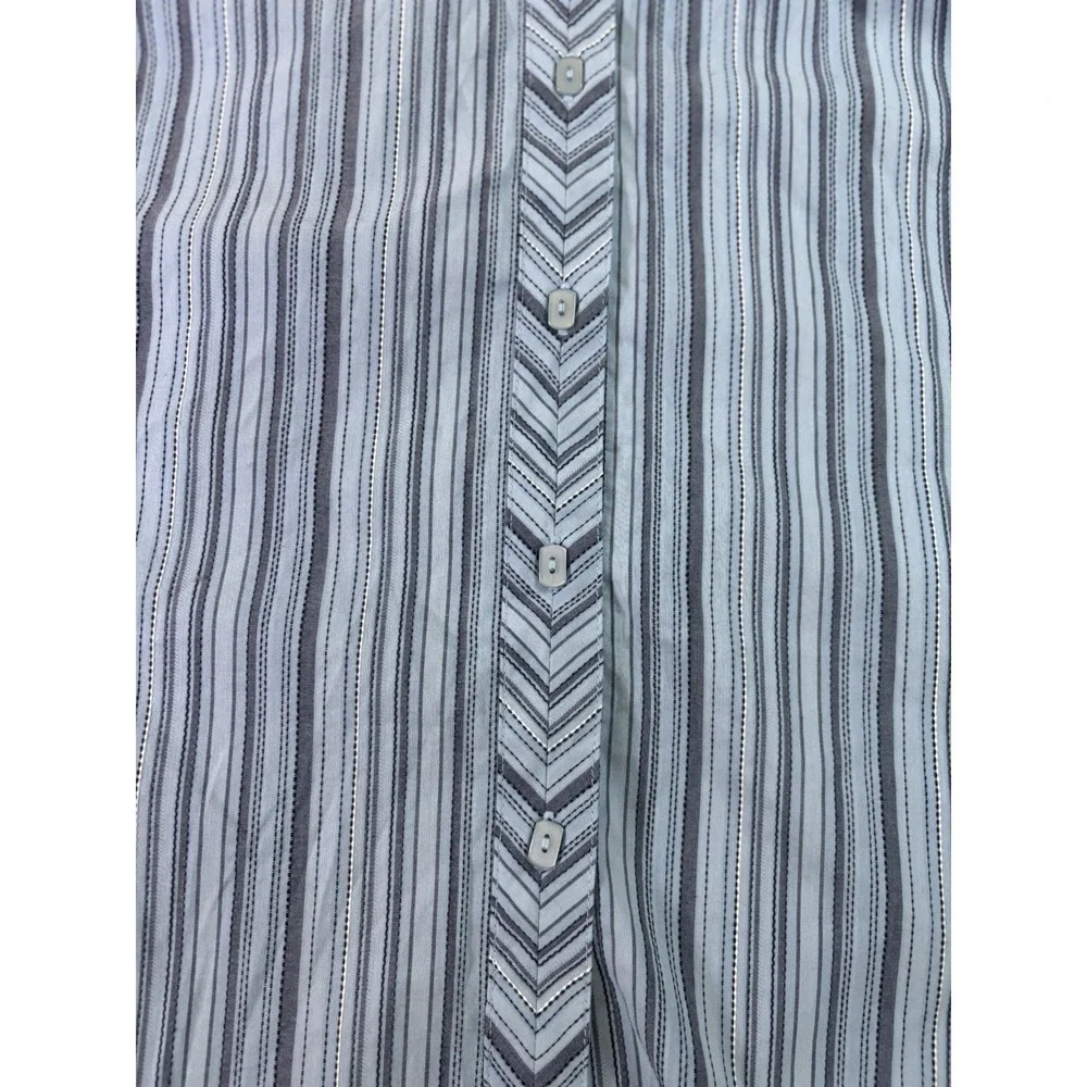 Liz & Me Striped Button Up Shirt Womens Plus Size 5X White & Blue Casual