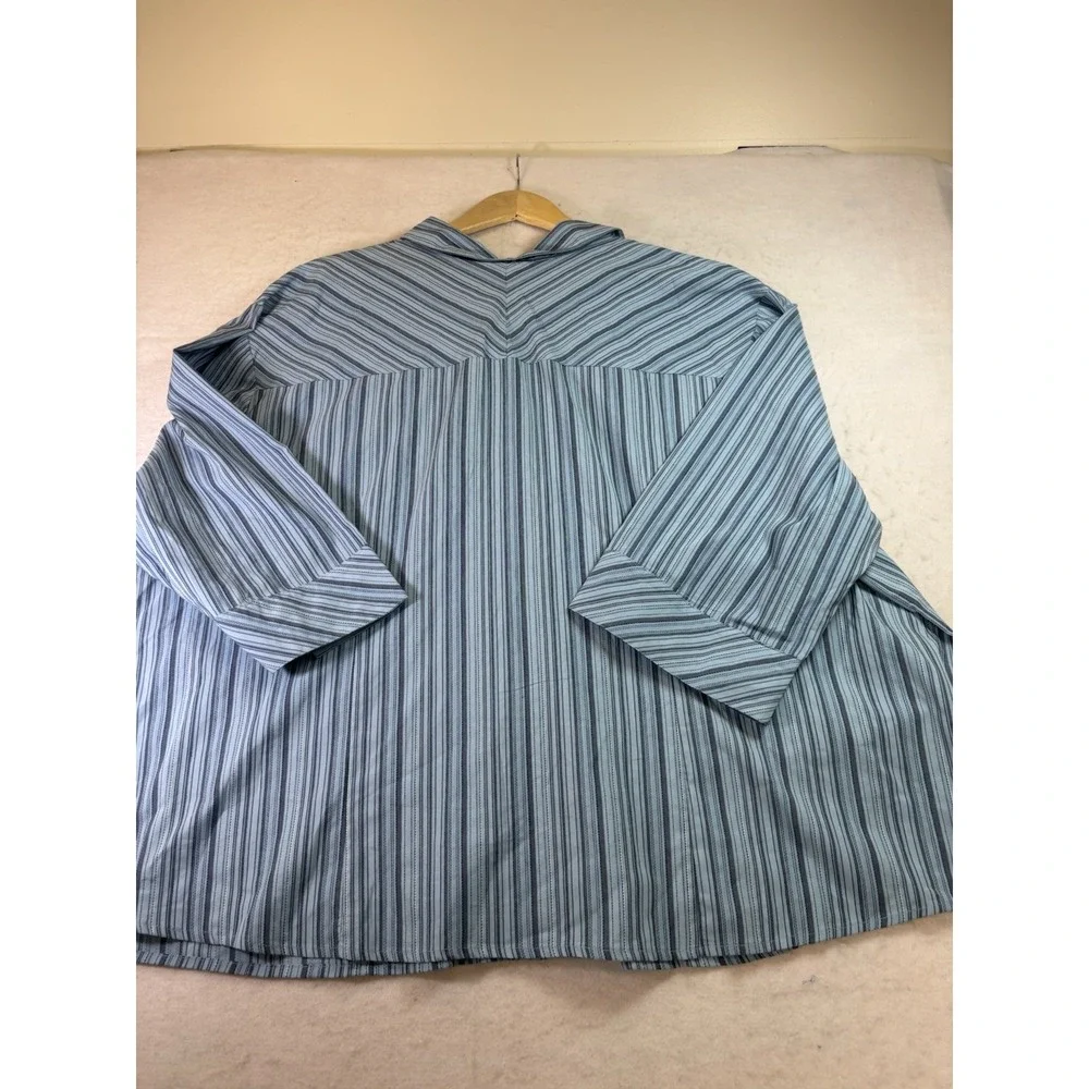Liz & Me Striped Button Up Shirt Womens Plus Size 5X White & Blue Casual