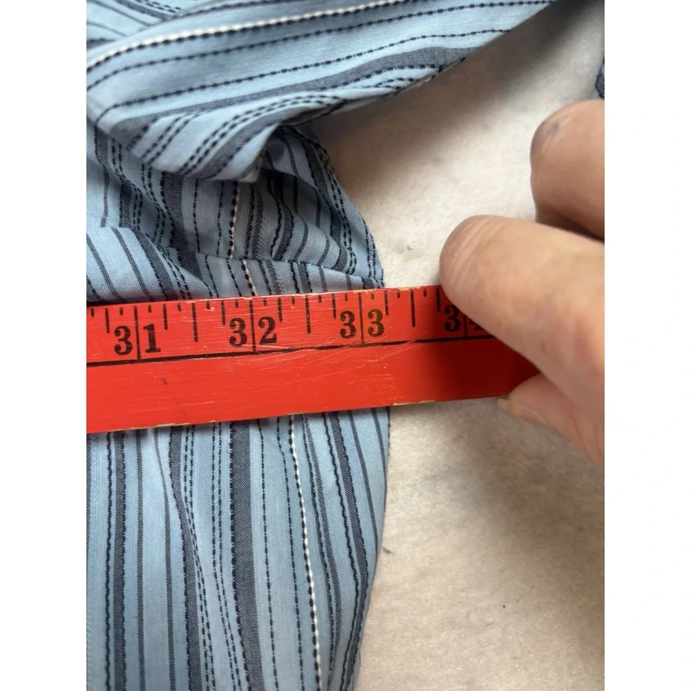 Liz & Me Striped Button Up Shirt Womens Plus Size 5X White & Blue Casual