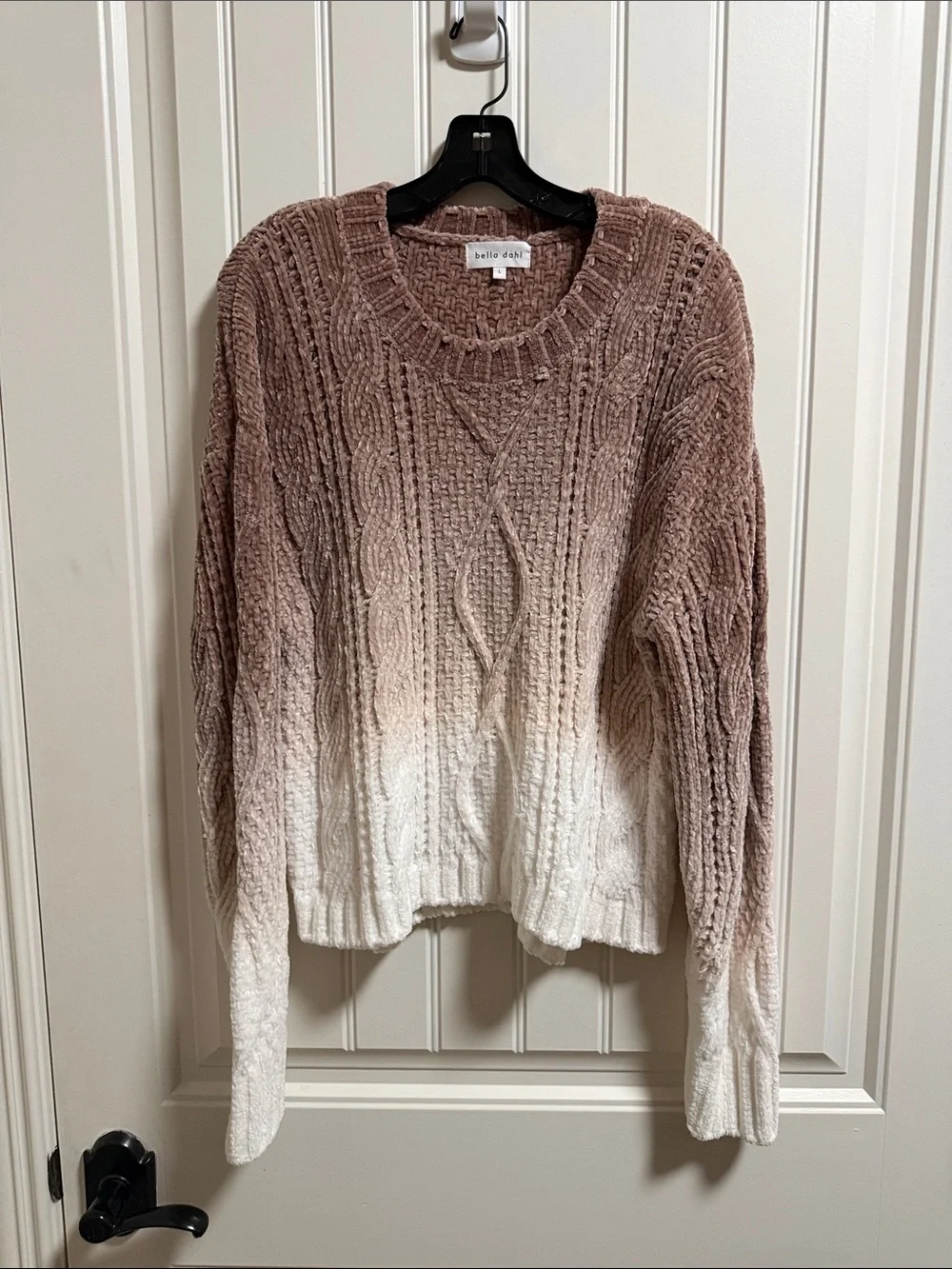 Bella Dahl Mauve-to-Cream Ombre Chenille Cable Knit Sweater