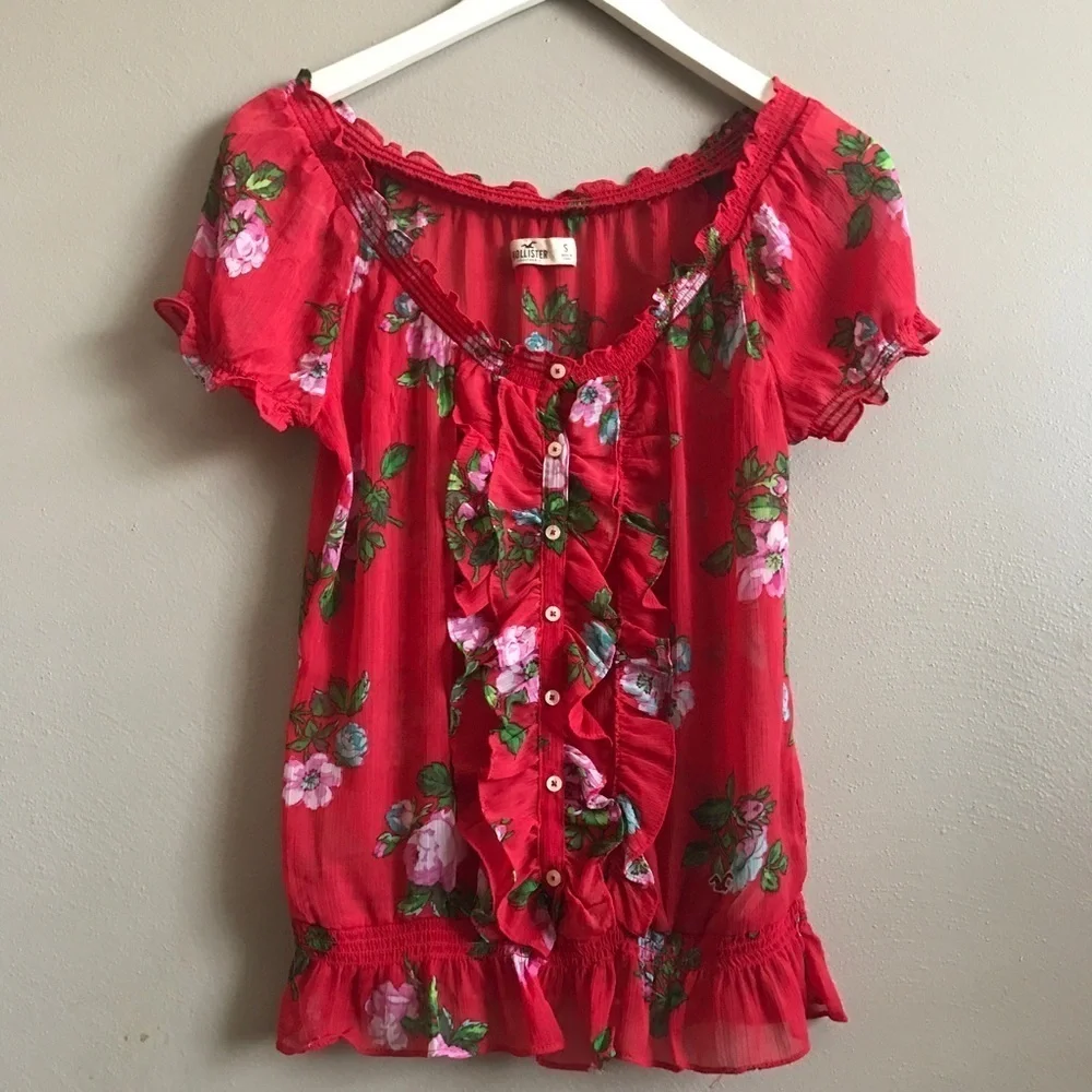 [HCO] Floral Loose Red Top
