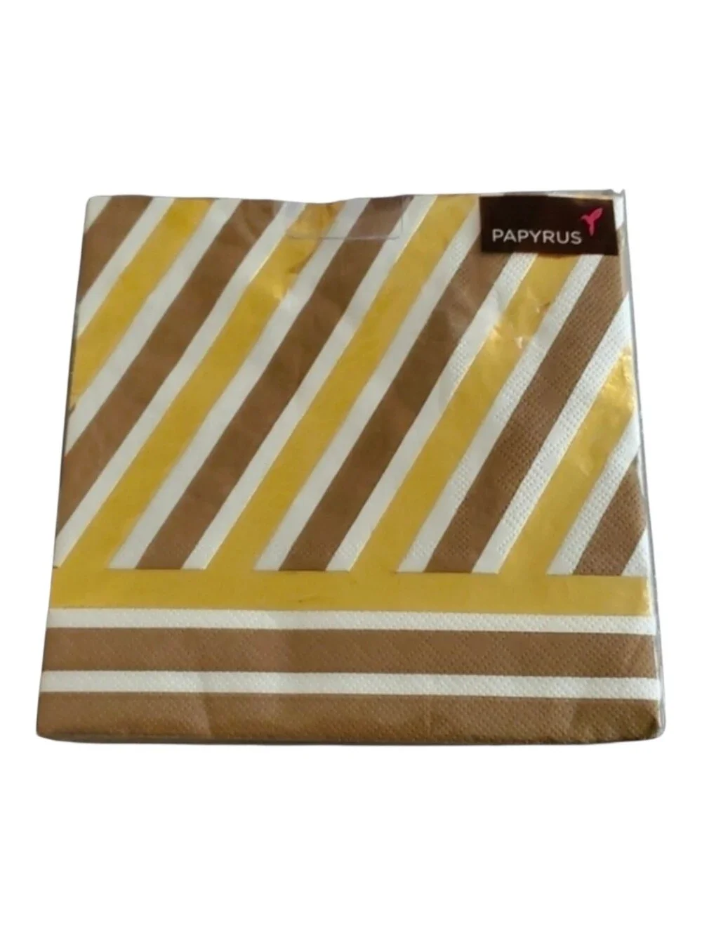 Gold Foil Papyrus lunch napkins ONE PACK‎ of 20 napkins goil foil brown & white