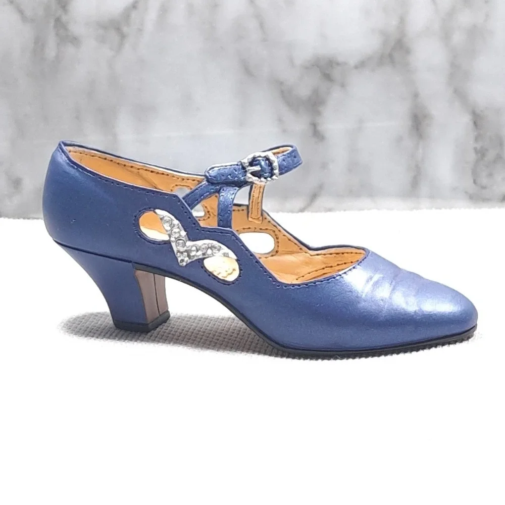 Just the Right Shoe By Raine Starry Night Mini‎ Ceramic Blue Shoes Figurine