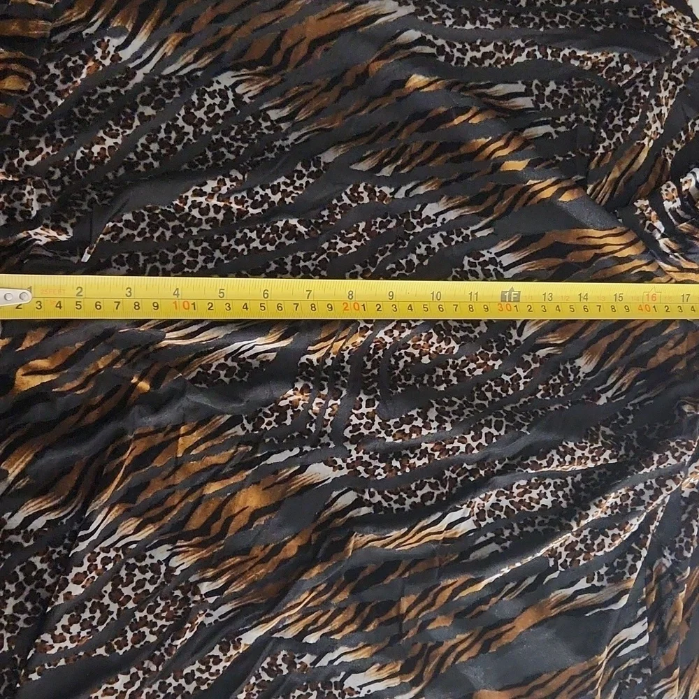Francesca Rose Top Animal Print Long Sleeve Top blouse size L see-through it