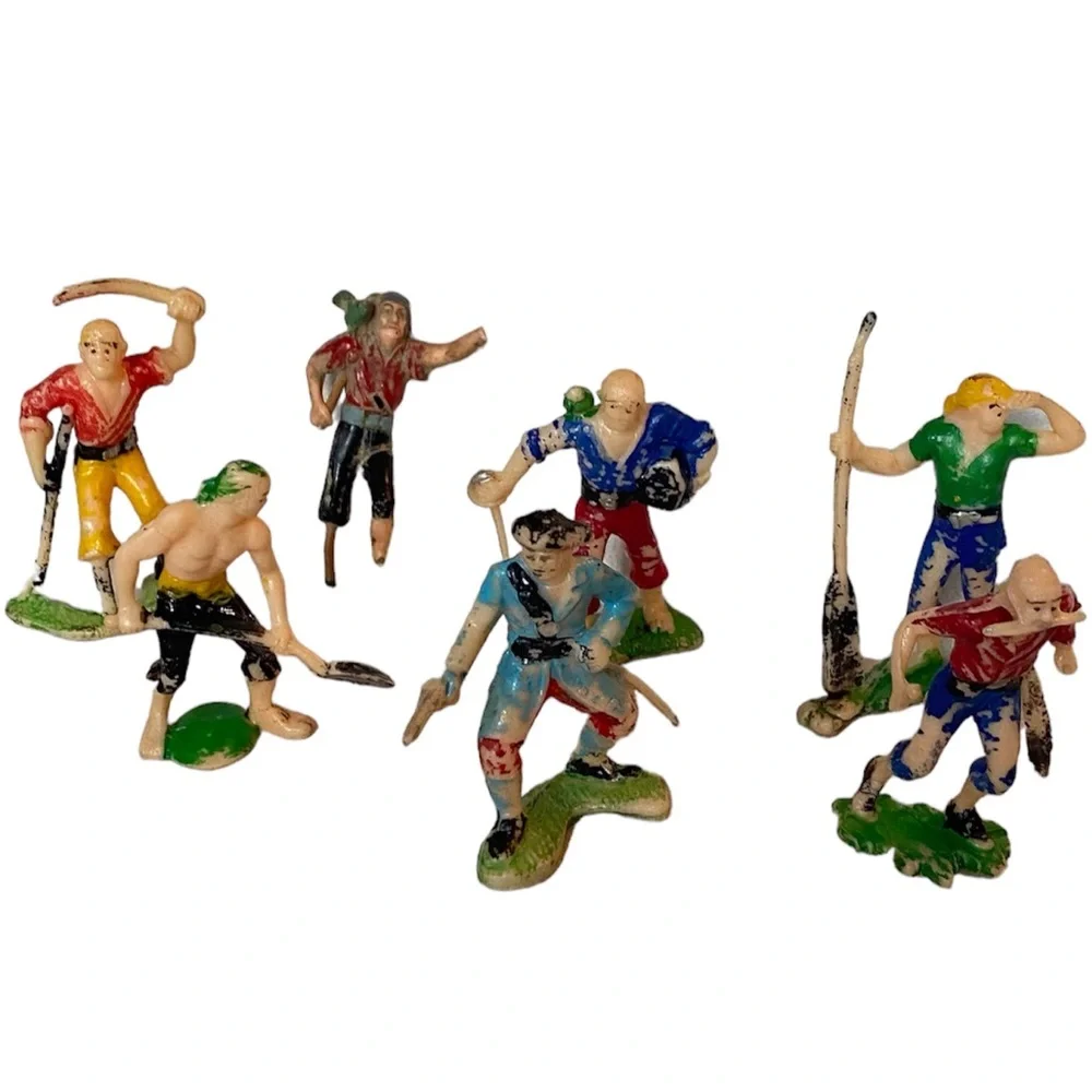 Vintage Marx Pirates & Ship 2 1/2” Action Figures Lot Vintage Toys Set Bundle