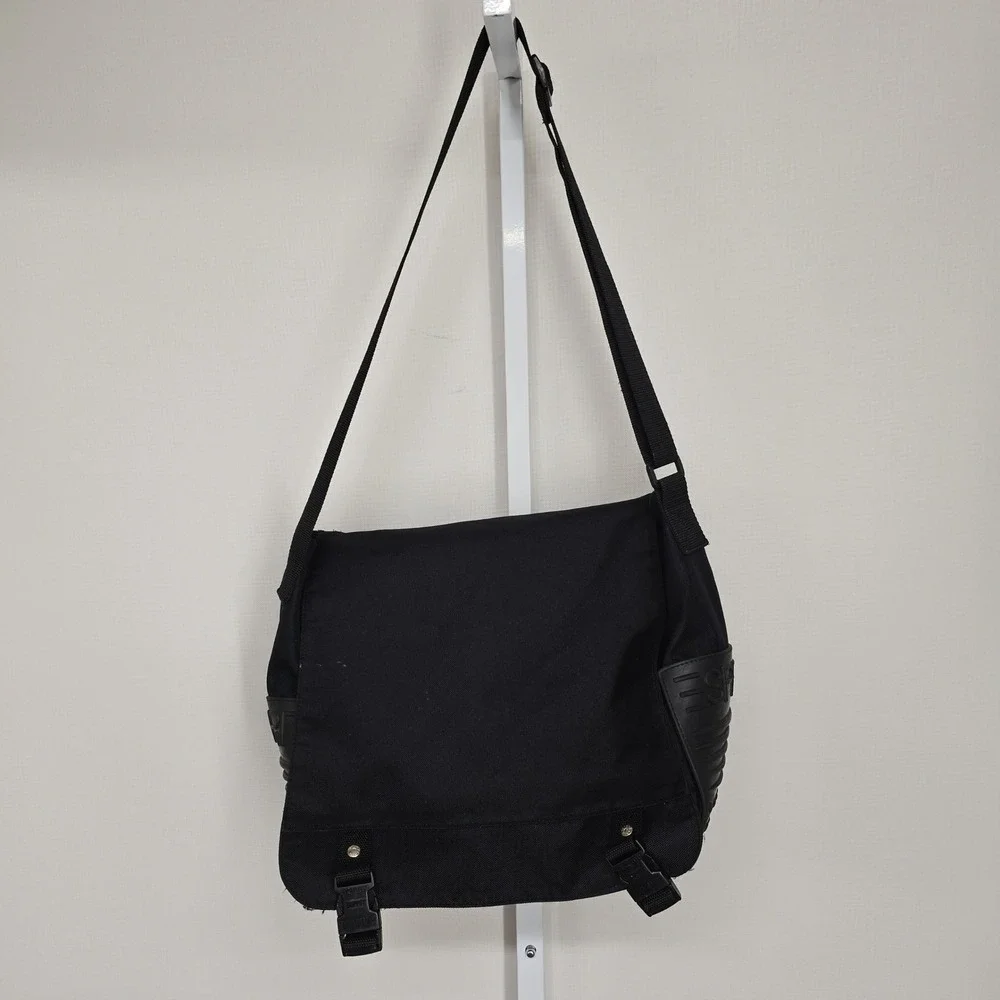 Esprit‎ Vintage Y2K Black Messenger Bag Rubber Base Techwear Crossbody Utility