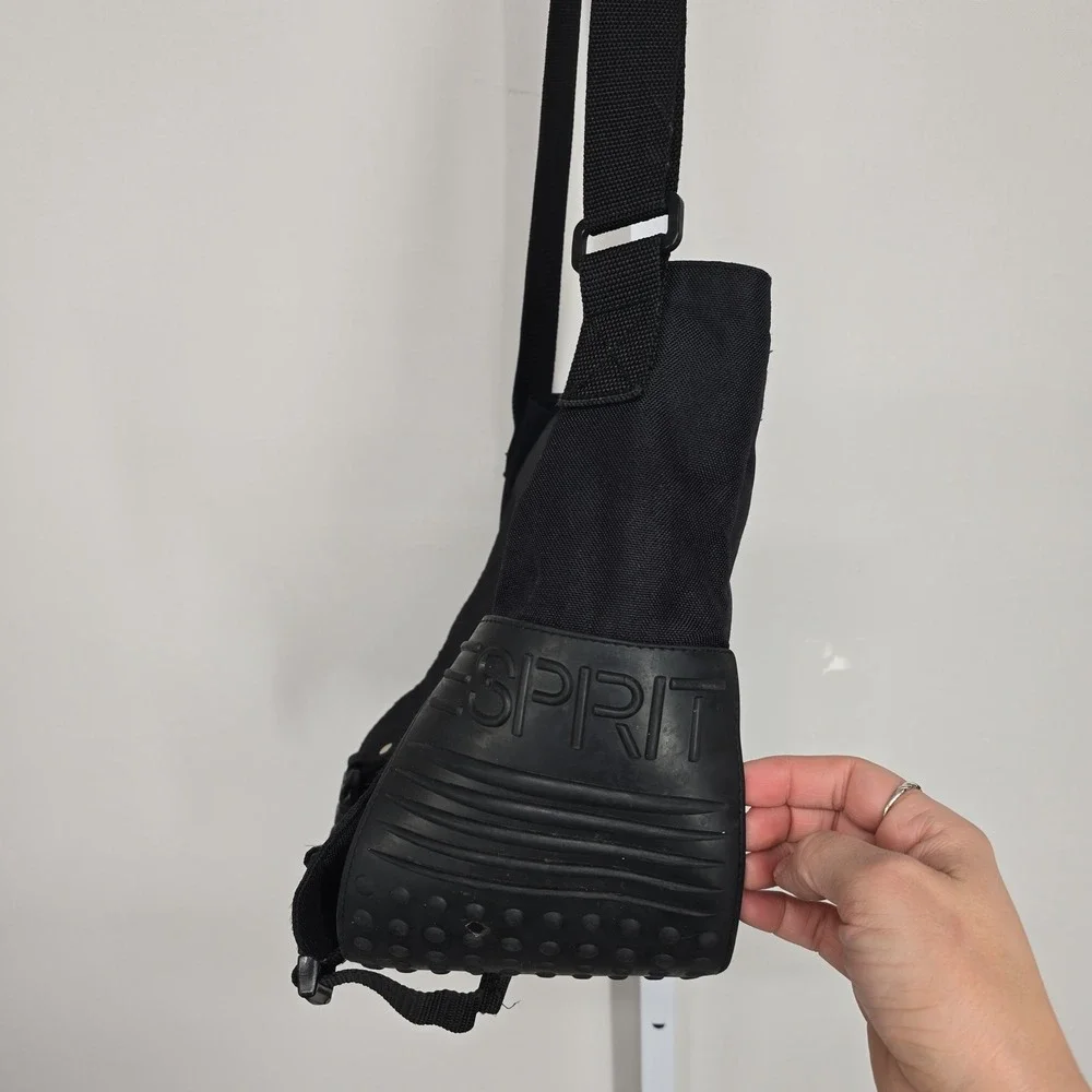 Esprit‎ Vintage Y2K Black Messenger Bag Rubber Base Techwear Crossbody Utility