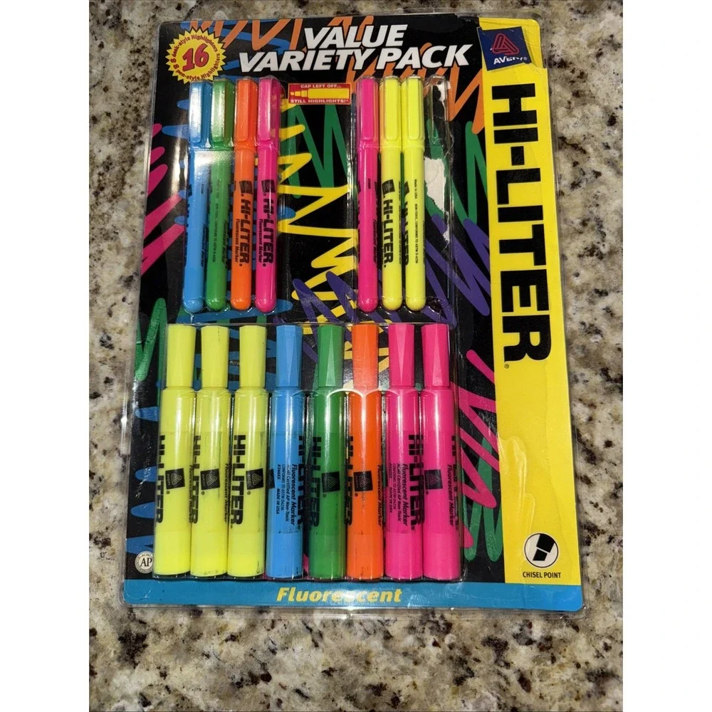 15 Avery Hi-liter Assorted‎ Fluorescent Colors Chisel Tip Highlighters 5217