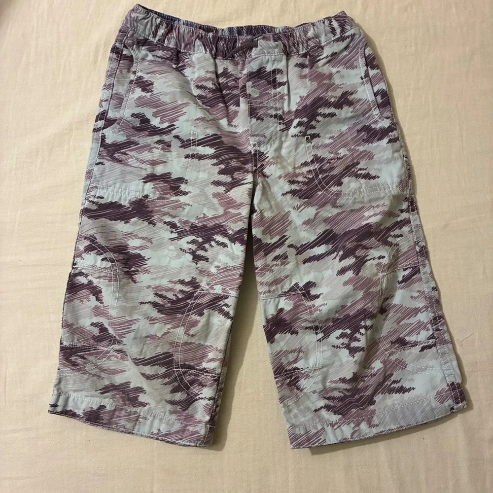 Hanna Andersson Kids Size 130 US 8-10 Purple Blue Abstract Camo‎ Cotton Shorts