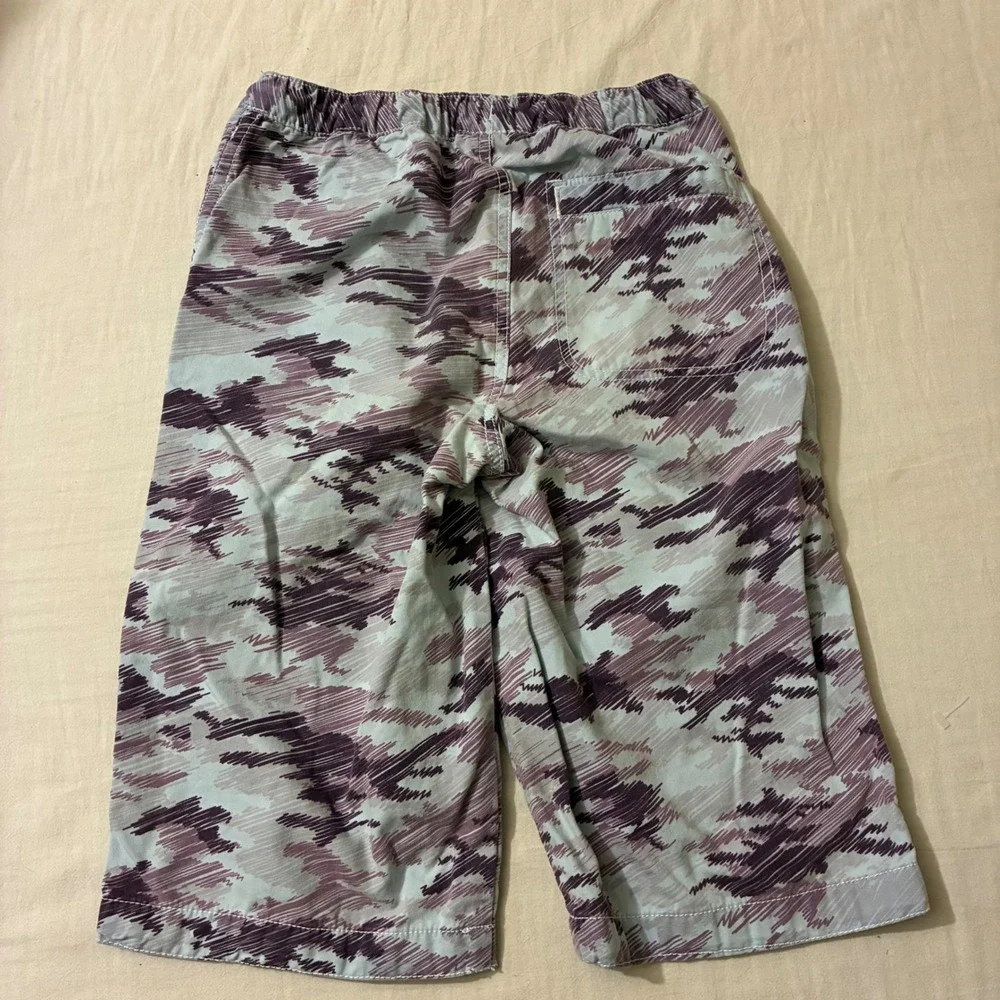 Hanna Andersson Kids Size 130 US 8-10 Purple Blue Abstract Camo‎ Cotton Shorts