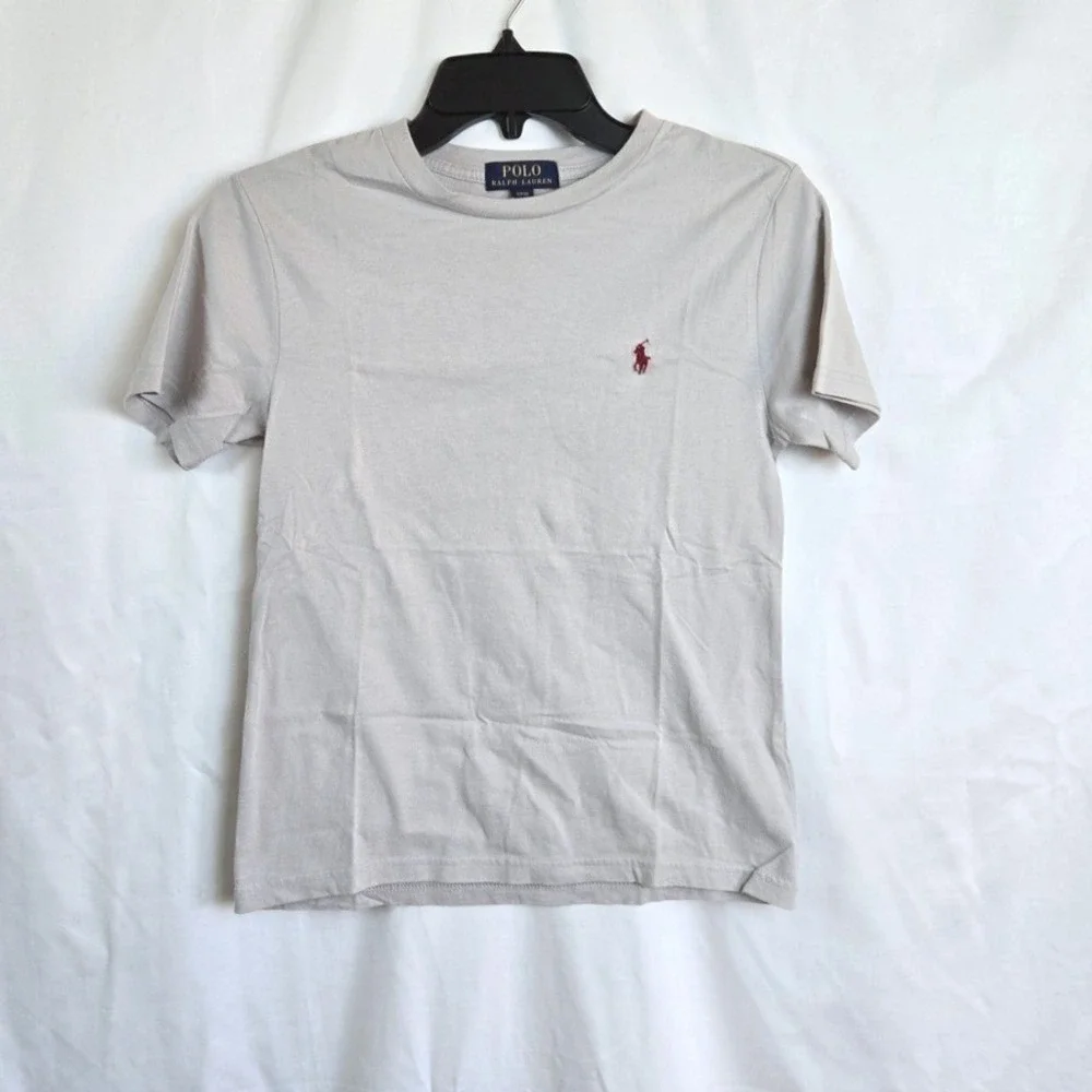 Polo‎ Ralph Lauren Boys Light Gray Crew Neck Short Sleeve Pony Logo Tee Small 8