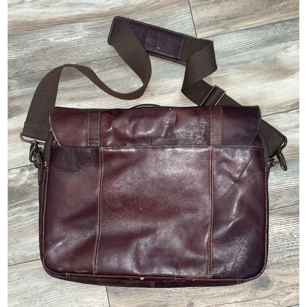 Samsonite VTG Brown Soft Leather Laptop‎ Briefcase Messenger Bag Style 923671