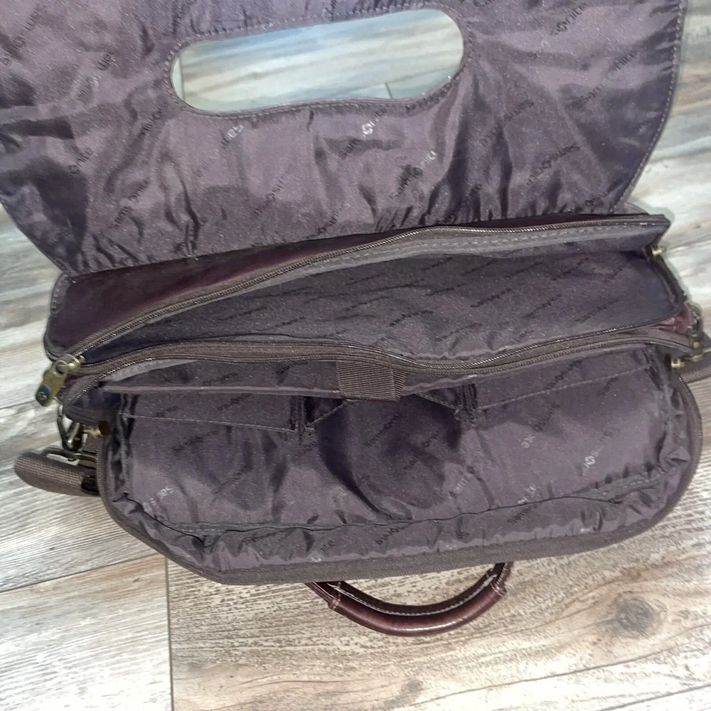 Samsonite VTG Brown Soft Leather Laptop‎ Briefcase Messenger Bag Style 923671