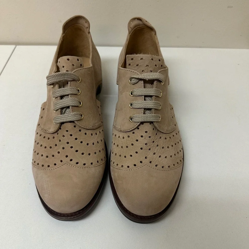 The Office of Angela Scott Mr Colin Cutout Suede Oxford Shoes Beige EU 37 US 7