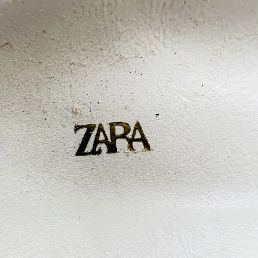 Zara Sandals Womens 9 Off White Synthetic Strappy Buckle Slide Flat Shoes