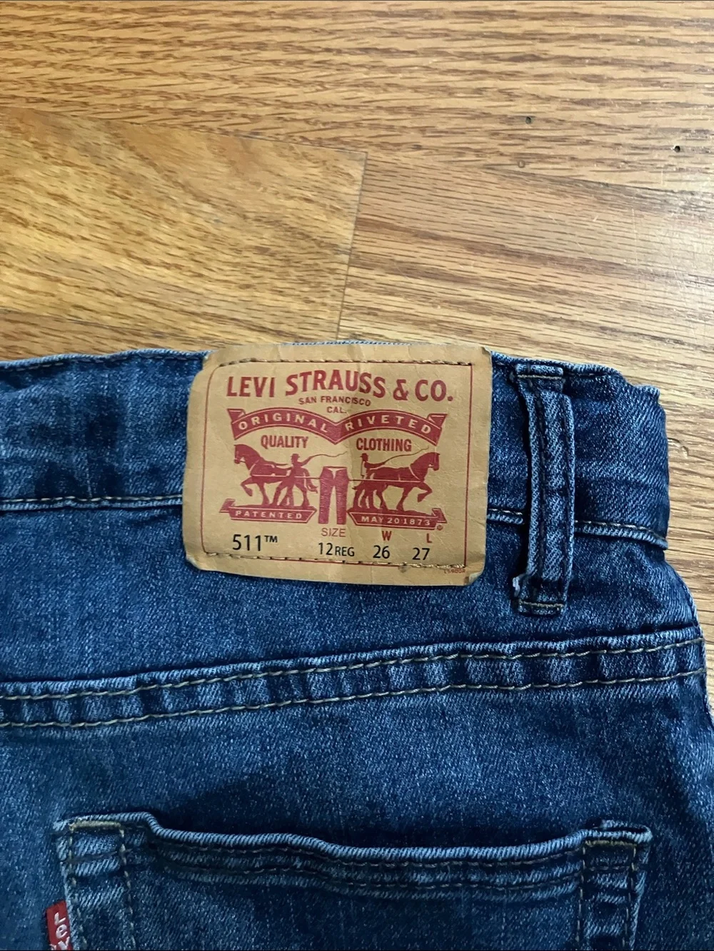 Levi's Straight-Leg Dark Blue Denim Jeans Boys 12 Reg EUC