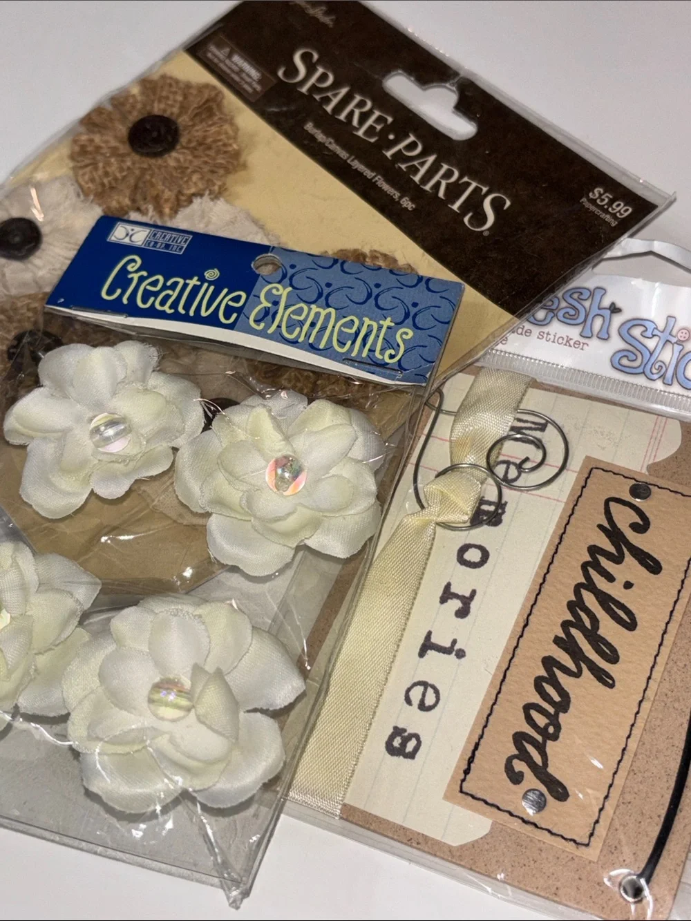 Scrapbook Embellishments NEW Scrapbook Sticker Flowers VtG Scrapbook Burlap