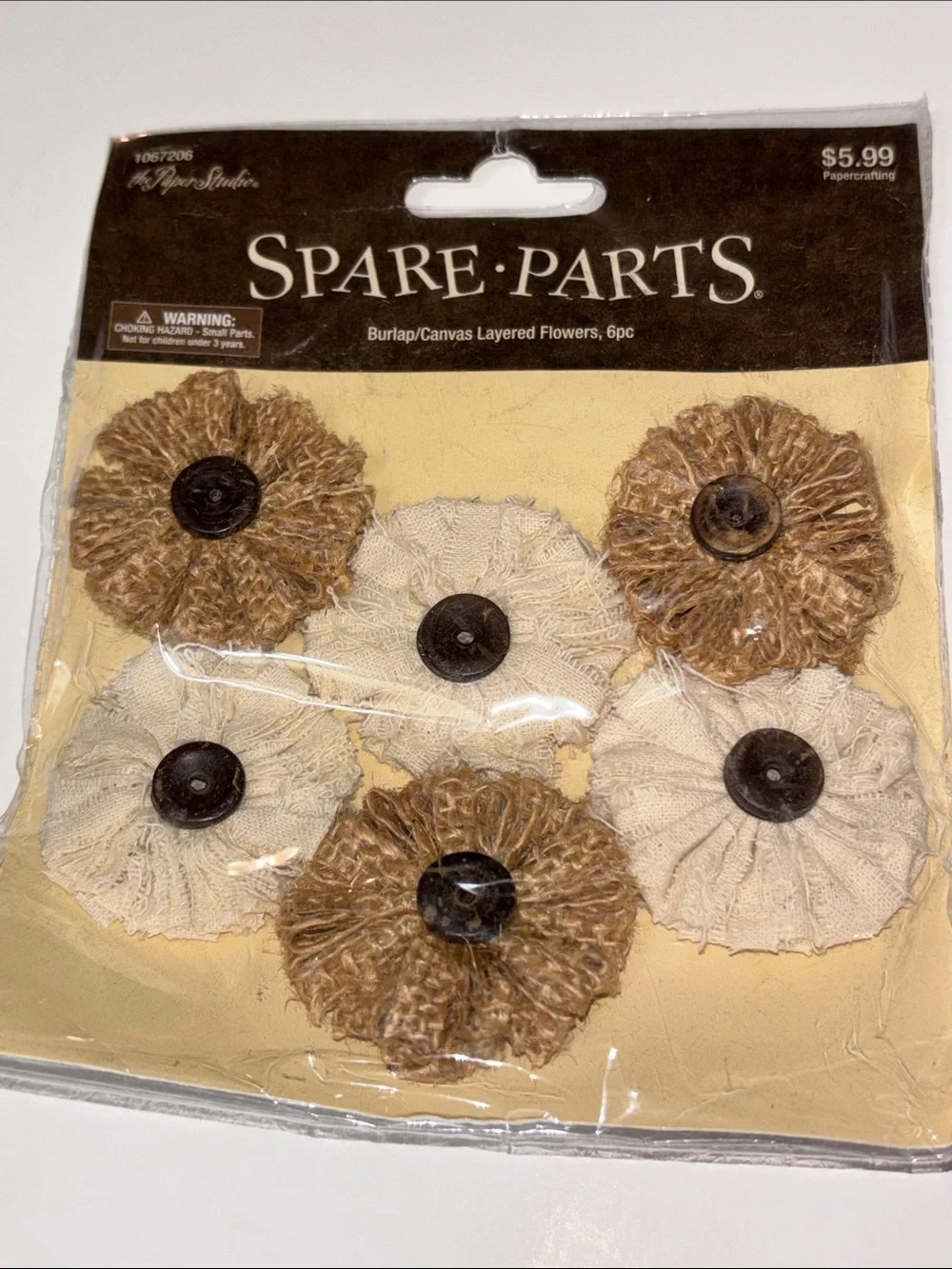 Scrapbook Embellishments NEW Scrapbook Sticker Flowers VtG Scrapbook Burlap