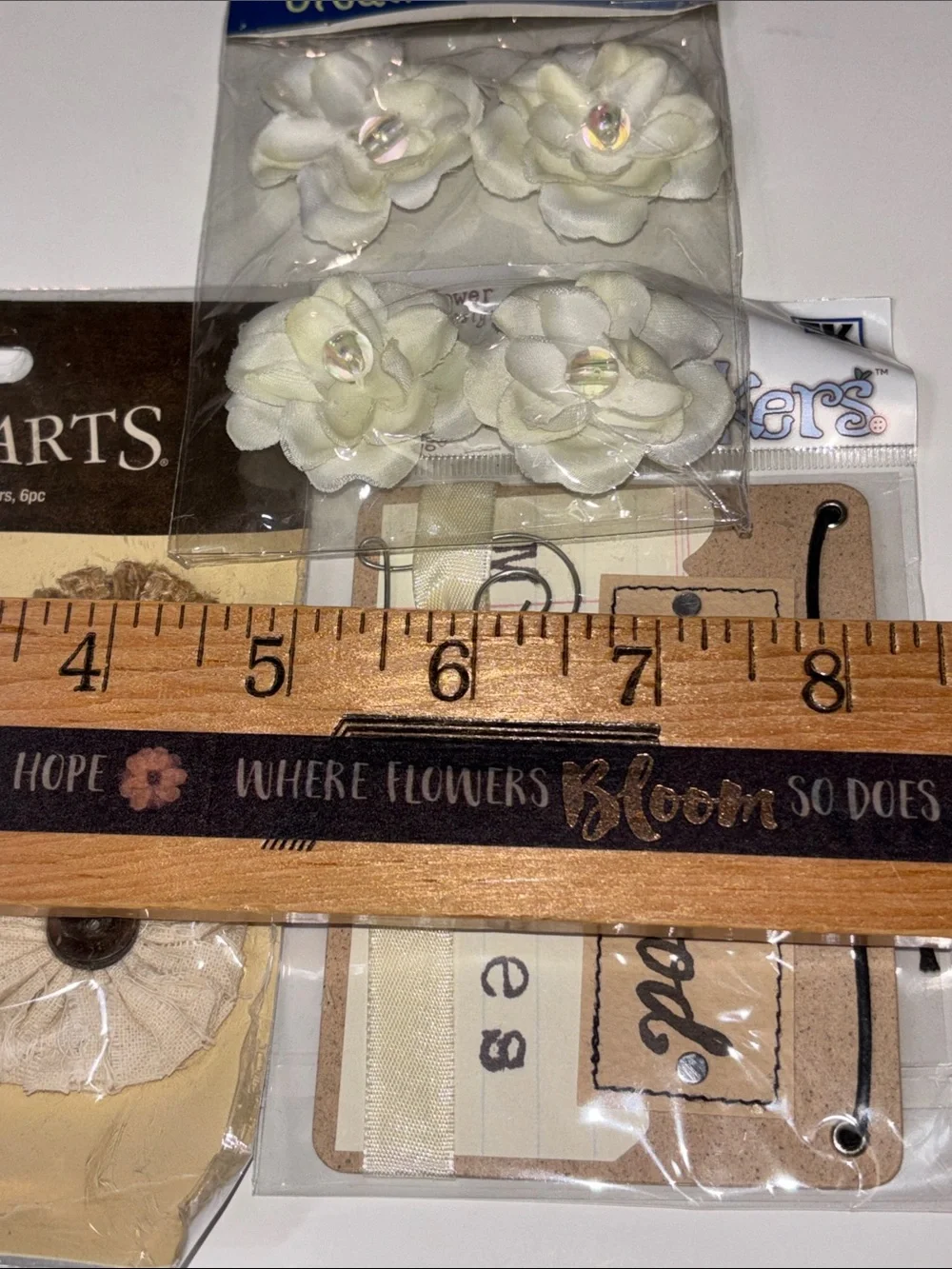 Scrapbook Embellishments NEW Scrapbook Sticker Flowers VtG Scrapbook Burlap
