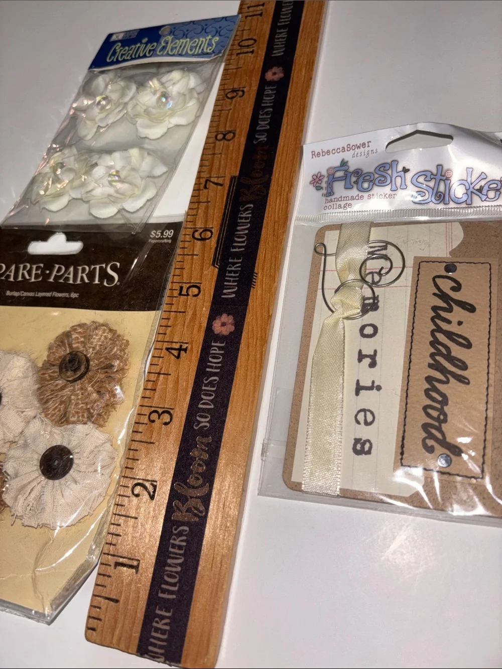 Scrapbook Embellishments NEW Scrapbook Sticker Flowers VtG Scrapbook Burlap