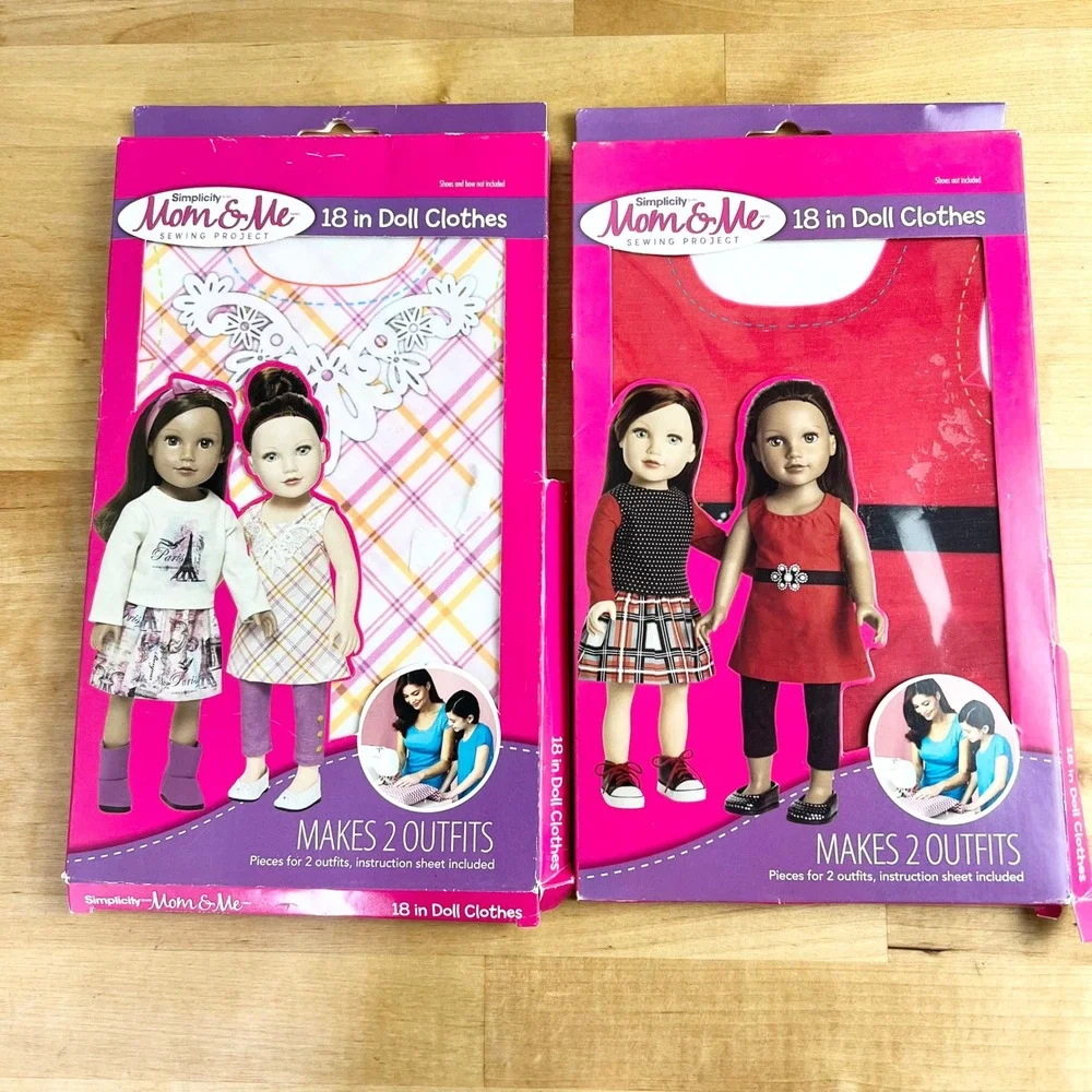 Simplicity Sewing Project Mom & Me 18 inch Doll‎ Clothes 2 Kits 4 Outfits