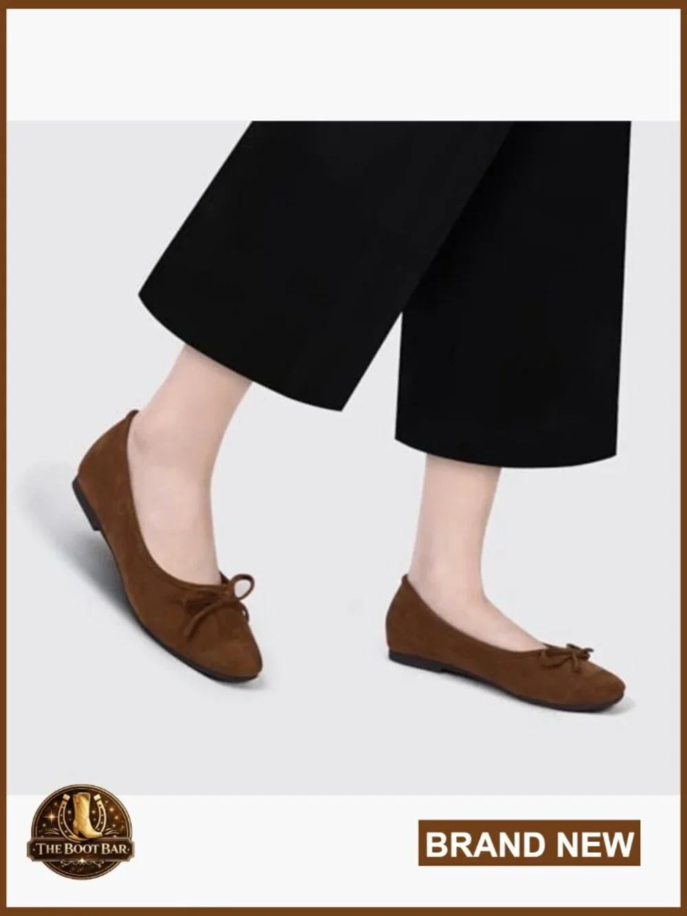 Ballet Flats with Bow Cap Toe Slip On Square Toe Faux Suede Comfort