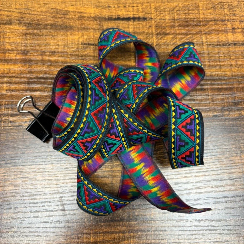 6ft‎ Geometric Southwestern Jacquard Trim Rainbow Ikat Woven Ribbon Colorful DIY