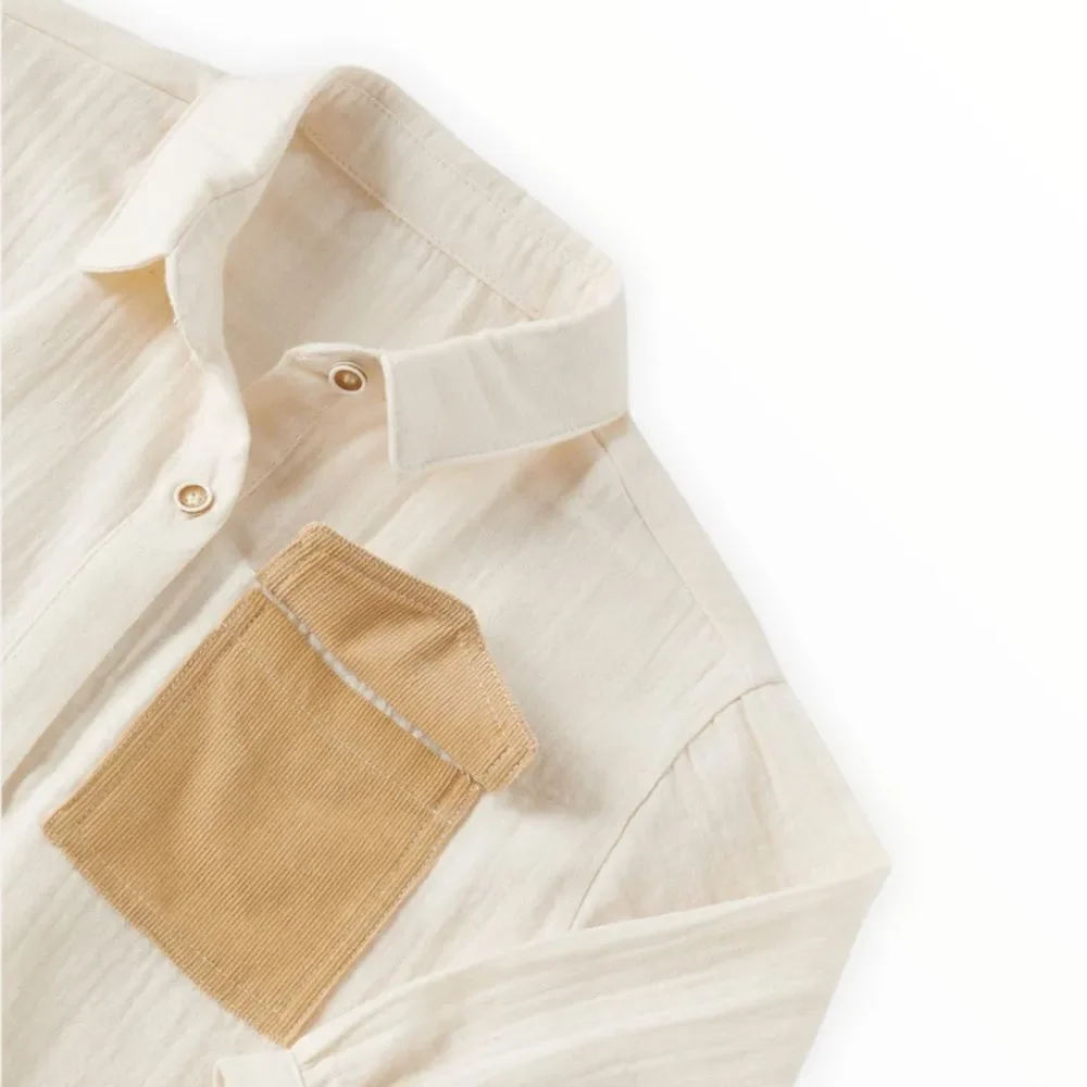 ZARA Kids | Ecru | CORDUROY POCKET SHIRT