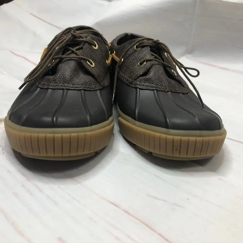 Michael Kors Rain Duck Boot Rubber and Monogram Leather Low Profile