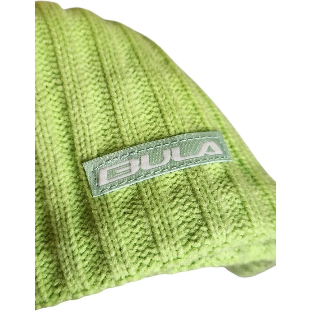 Bula Lime Green Ribbed Knit Fleece Lined Winter Beanie Hat Made in‎ Canada