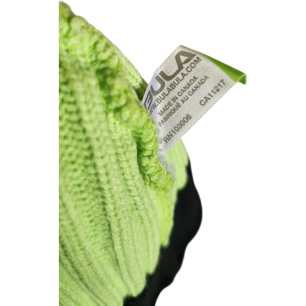 Bula Lime Green Ribbed Knit Fleece Lined Winter Beanie Hat Made in‎ Canada