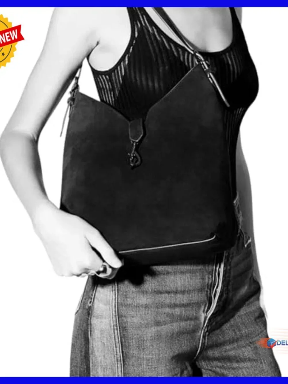 Mini Leather Hobo Bag with Magnetic Closure, Shoulder Strap, Slip Pocket