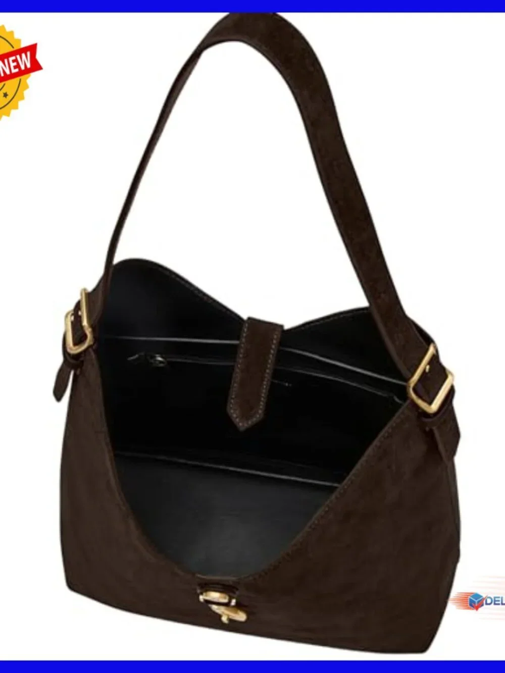 Mini Leather Hobo Bag with Magnetic Closure, Shoulder Strap, Slip Pocket