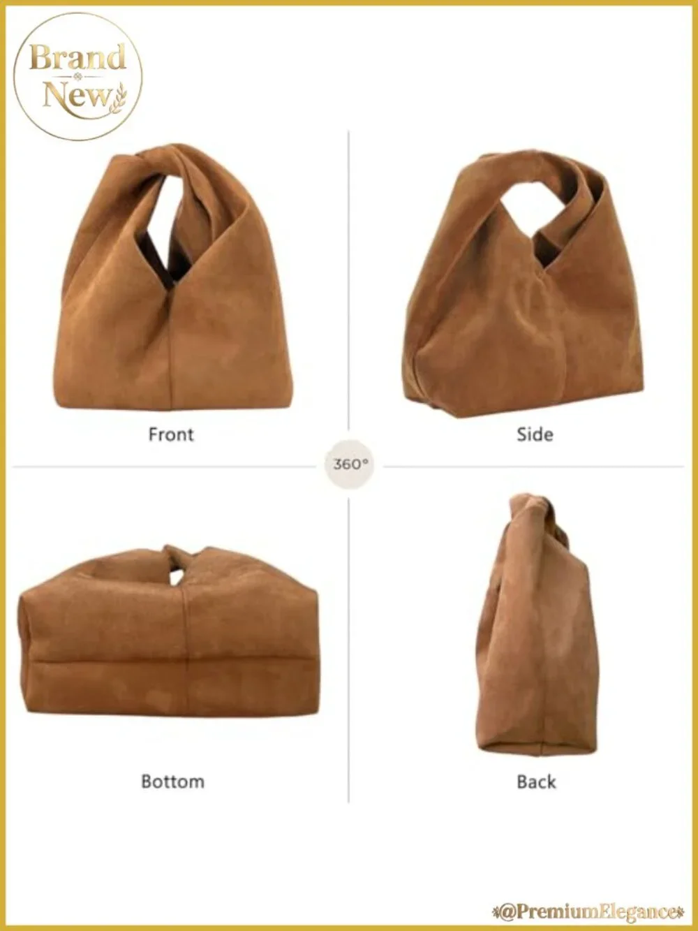 Faux Suede Knotted Top Handle Bag - Small Tote Purse